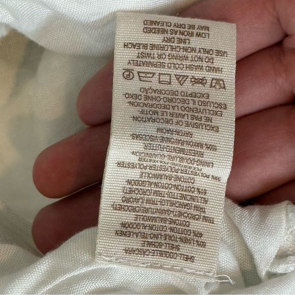 Free People Carolina Mindset Top White backless tie SZ M palm print linen blend - Picture 9 of 9